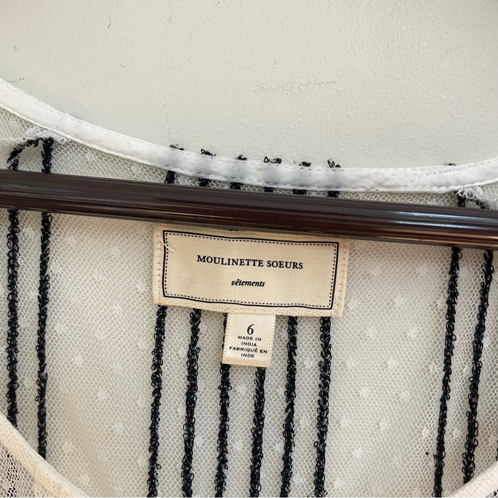 Moulinette Soeurs Ivory Sheer Embroidered Dress Size 6 - Picture 5 of 9